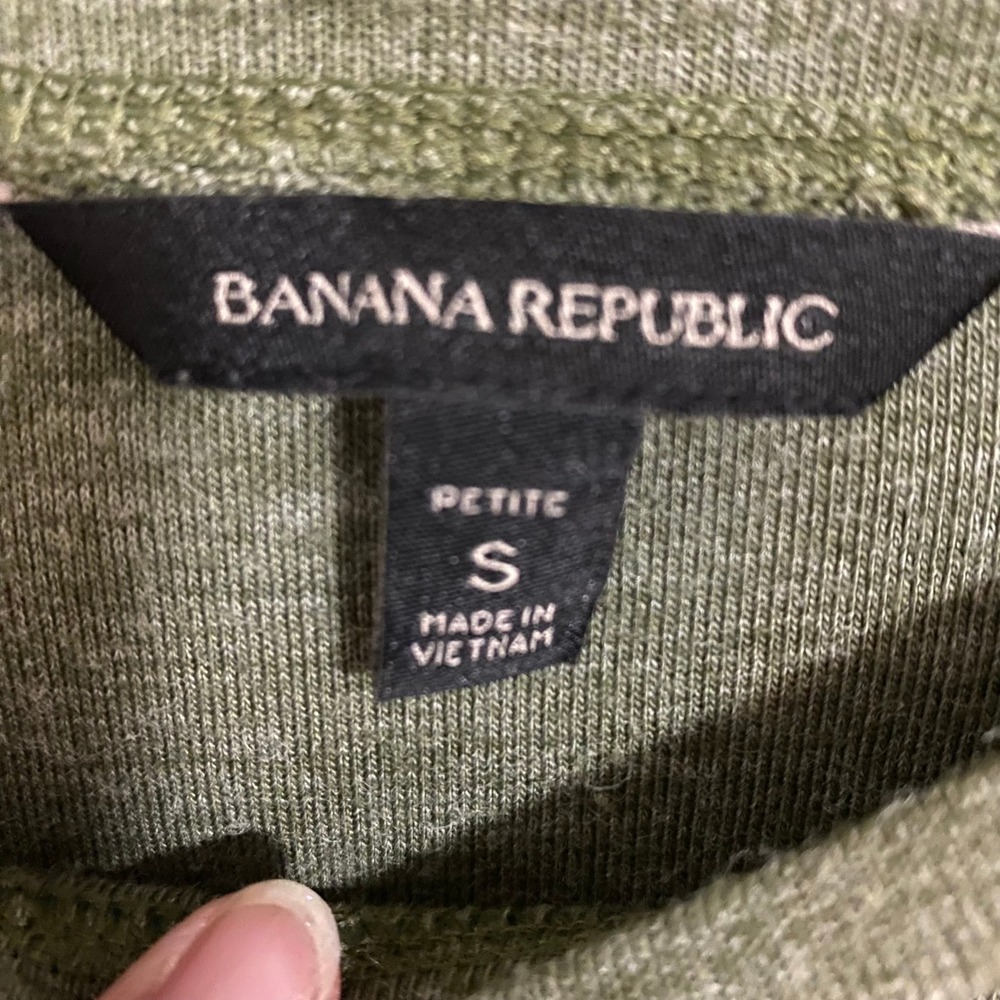 Banana Republic Minimalist Dress Womens SP Green Ruched Raglan Long Sleeve - Picture 5 of 7